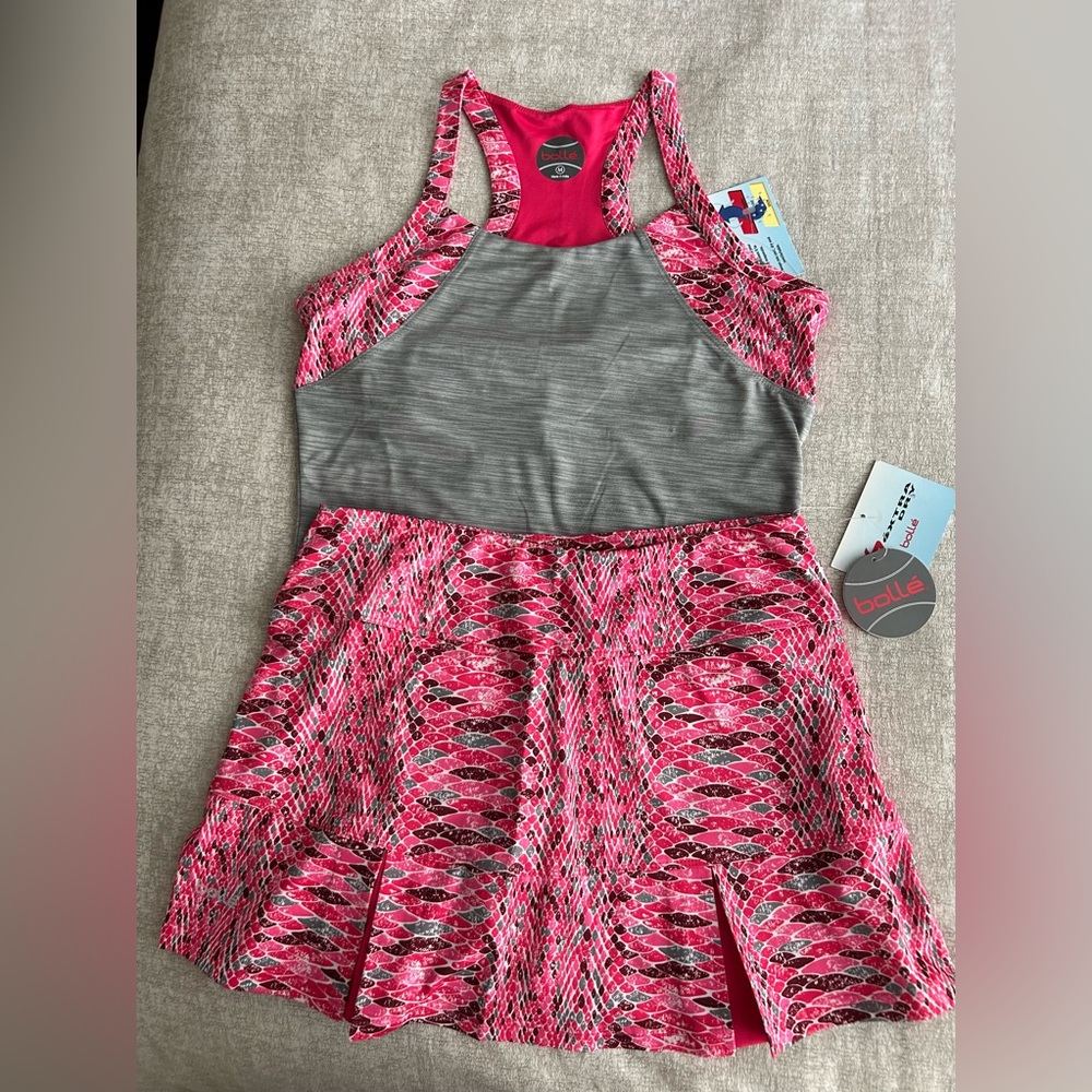 NWT Bolle Pink & Gray Skort Set Size M
